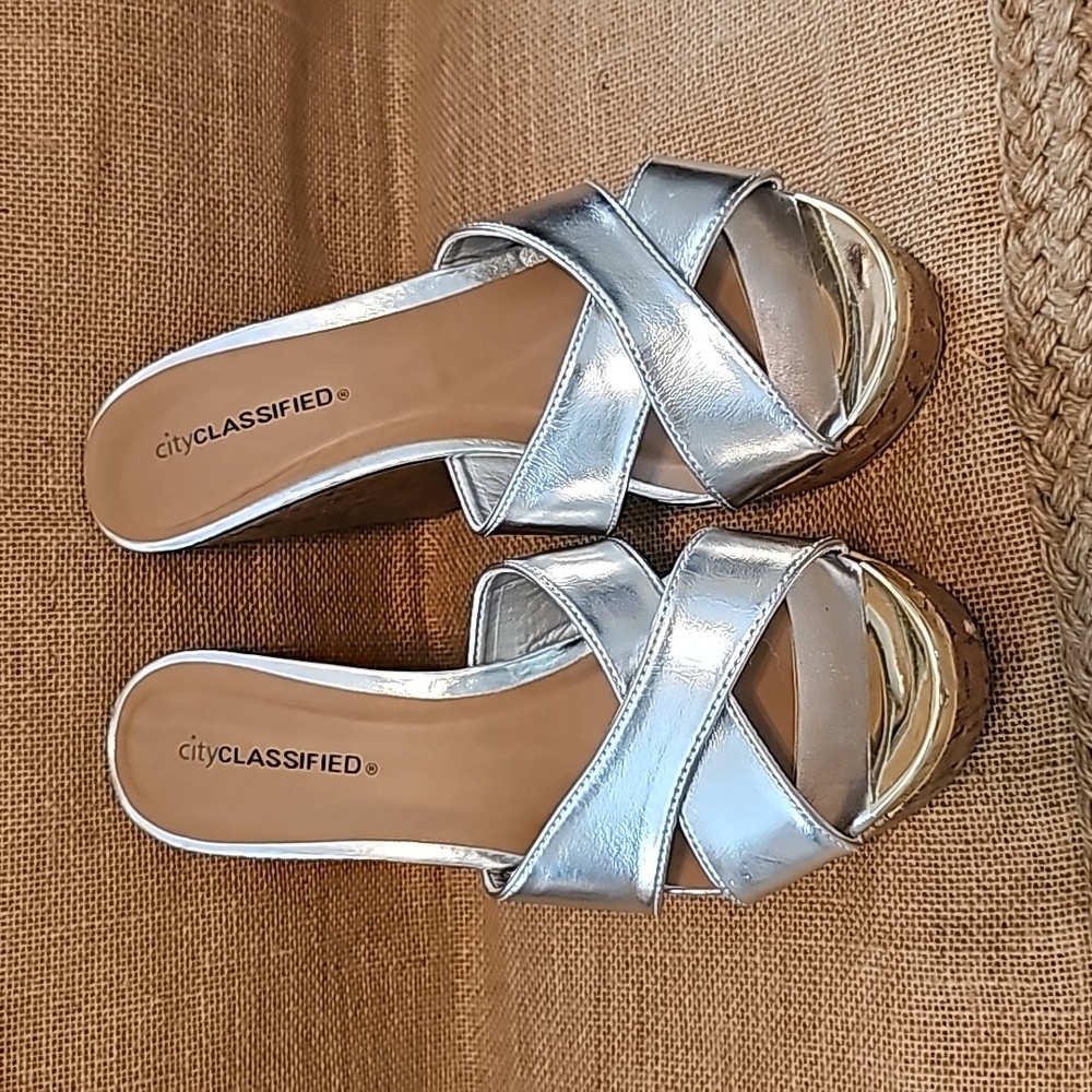 Cityclassified shoes size 7 1/2. Silver with gold on toe. Worn once